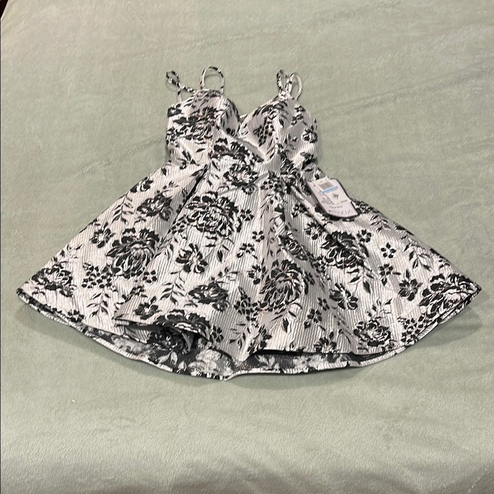 B Darlin Black and White Floral Mini Dress
